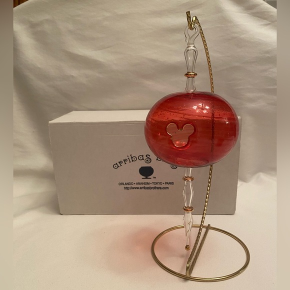 Disney arribas bros Mickey Mouse Red Gold Blown Glass Finial Ornament 8.5" Box - Picture 13 of 15